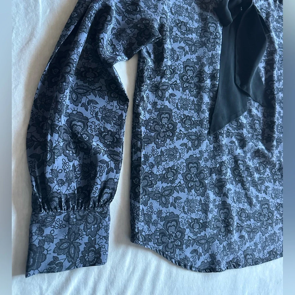 Scoop NYC Silk Large Black neck tie Dress Top - Picture 3 of 14